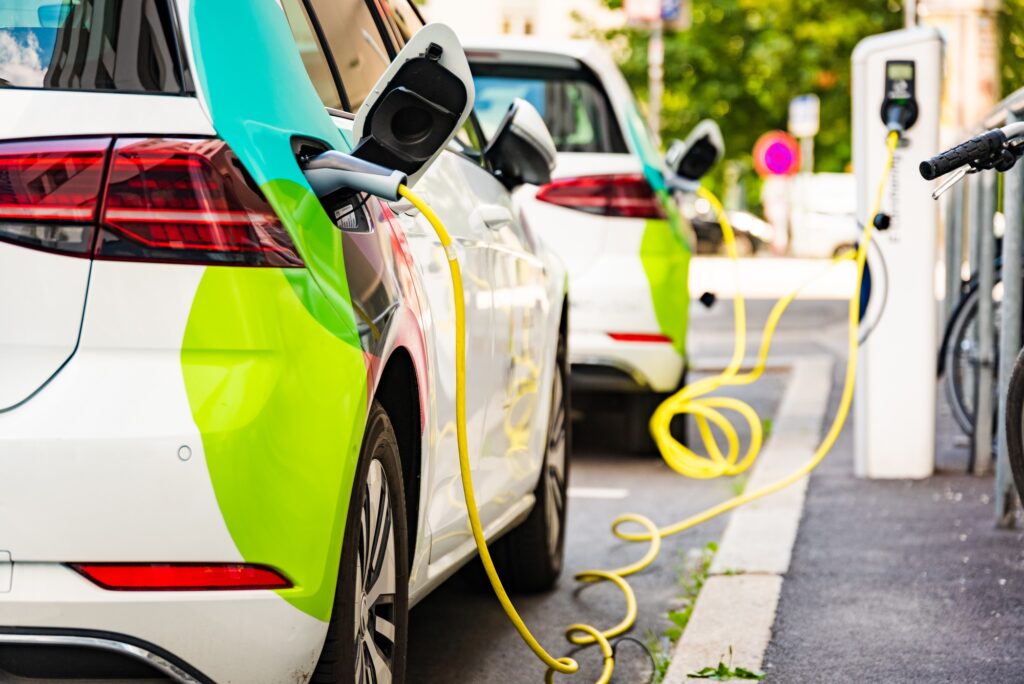 charging battery of an electric car in city