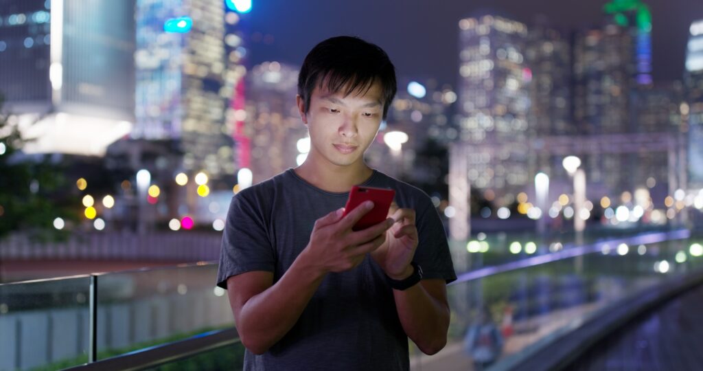 man use of smart phone